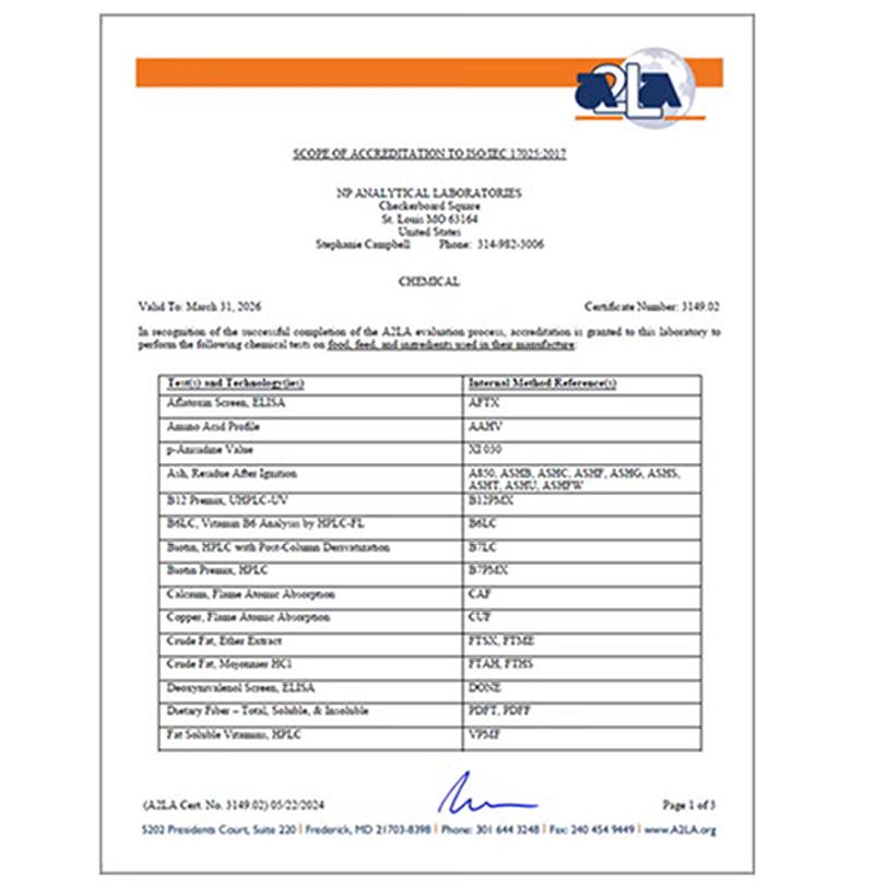 NP Analytical is ISO 17025:2017 accredited for chemistry testing